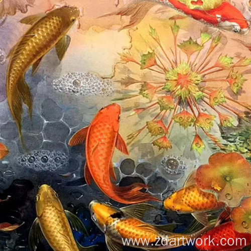 Oil painting Nine fish painting
